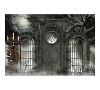 YongFoto 10x8ft Magic Room Photography Backdrop Gothic Iron Gate Candle Dark Forest Night Background for Gothic Fairy Tale Kids Baby Birthday Party Decorations Portrait Photo Props