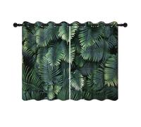 YONGFOTO 132x214cm Leaves Windows Curtain, Lush Rainforest Leaves Prongs Plants Slender Leaves Decor for Living Room Bedroom Home Set, 2 Panels Curtain Drapes with Eyelet