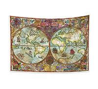 YongFoto 150x100cm Map Tapestry, World Map Tapestries Colorful Painting European Retro Nautical Chart Old Historical Atlas Wall Hanging Tapestry for Living Room Dorm Decor Sofa Cover Carpet