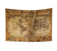 YONGFOTO 150x100cm Map Tapestry, World Map Tapestries Vintage Wanderlust Pirate Map Old Historical Atlas Earth Round Surface Wall Hanging Tapestry for Dorm Decor Sofa Bed Cover Blanket E-Lesson