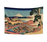 YONGFOTO 150x100cm Ukiyo-e Tapestry Mount Fuji 36 Views Room Wall Hanging Katakura Tea Plantation in The Suruga Province Landscape Wall Art Japanese Traditional Painting Toyo Style Tapestries