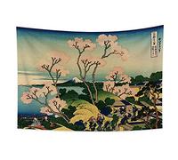 YONGFOTO 150x100cm Ukiyo-e Tapestry Mount Fuji 36 Views Room Wall Hanging the Fuji from Gotenyama at Shinagawa on Tokaido Landscape Wall Art Japanese Traditional Painting Toyo Style Tapestries
