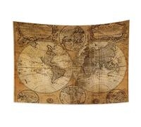 YONGFOTO 150x100cm Vintage Map Tapestry for Bedroom, Antique Old World Map Geography Wall Hanging, Wanderlust Pirate Historical Atlas Earth Round Blanket for Living Room Class Room Dorm