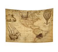 YONGFOTO 150x100cm Vintage Map Tapestry, Industrial Age Nautical Geographic Art Wall Hanging for Room Decor Old Century Adventure Historical Blanket for Bedroom Office Room Dorm