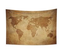 YONGFOTO 150x100cm Vintage Map Tapestry, Parchment Texture Pattern Old World Map Wall Hanging for Room Decor Blanket for Bedroom Office Room Dorm