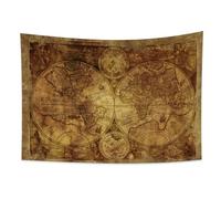 YONGFOTO 150x100cm World Map Tapestry Wall Hanging, Vintage Mottled World Map Mural Blanket for Room Decor, Old Century Adventure Historical Discovery for School Class Room Dorm