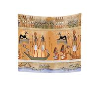 YONGFOTO 150x130cm Ancient Egypt Tapestry, Egyptian Gods Pharaohs Tapestries Black Color Dog Birds Boat Hieroglyphic Carvings Mythology Hanging Tapestry for Living Room Dorm Decor Sofa Cover Carpet