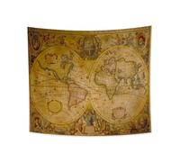 YONGFOTO 150x130cm Map Tapestry, Colorful World Map Tapestries Western Famous People Portraits Earth Flower Plant Wall Hanging Tapestry for Dorm Decor Sofa Bed Cover Blanket E-Lesson