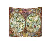 YongFoto 150x130cm Map Tapestry, World Map Tapestries Colorful Painting European Retro Nautical Chart Old Historical Atlas Wall Hanging Tapestry for Living Room Dorm Decor Sofa Cover Carpet