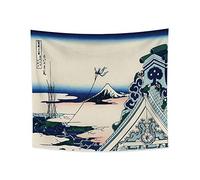 YONGFOTO 150x130cm Ukiyo-e Tapestry Mount Fuji 36 Views Room Wall Hanging Asakusa Hongan-Ji Temple in The Eastern Capital Landscape Wall Art Japanese Traditional Painting Toyo Style Tapestries