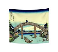 YONGFOTO 150x130cm Ukiyo-e Tapestry Mount Fuji 36 Views Room Wall Hanging Fuji Seen Through the Bridge at Fukagawa Landscape Wall Art Japanese Traditional Painting Toyo Style Tapestries