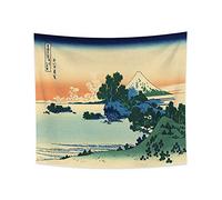 YONGFOTO 150x130cm Ukiyo-e Tapestry Mount Fuji 36 Views Room Wall Hanging Shichiri Beach in Sagami Province Landscape Wall Art Japanese Traditional Painting Toyo Style Tapestries