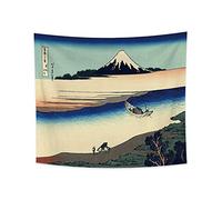 YONGFOTO 150x130cm Ukiyo-e Tapestry Mount Fuji 36 Views Room Wall Hanging Tama River in The Musashi Province Landscape Wall Art Japanese Traditional Painting Toyo Style Tapestries