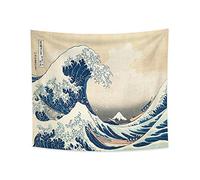 YONGFOTO 150x130cm Ukiyo-e Tapestry Mount Fuji 36 Views Room Wall Hanging the Great Wave Off Kanagawa Landscape Wall Art Japanese Traditional Painting Toyo Style Tapestries