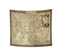 YONGFOTO 150x130cm Vintage Map Tapestry, World Map Old Ancient Western Sea Navigation Historical Atlas Wall Hanging Tapestry for Dorm Decor Sofa Bed Cover Blanket