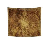 YONGFOTO 150x130cm World Map Tapestry Wall Hanging, Vintage Mottled World Map Mural Blanket for Room Decor, Old Century Adventure Historical Discovery for School Class Room Dorm