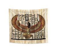 YONGFOTO 180x160cm Ancient Egypt Tapestry, Pharaoh Queen with Wings Hieroglyphs Papyrus Symbol Ancient Civilization Wall Hanging Tapestries for Home Wall Decor Table Cloth Blanket