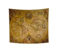 YONGFOTO 180x160cm Map Tapestry, Colorful World Map Tapestries Western Famous People Portraits Earth Flower Plant Wall Hanging Tapestry for Dorm Decor Sofa Bed Cover Blanket E-Lesson