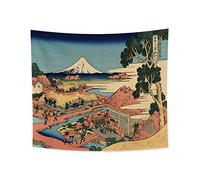 YONGFOTO 180x160cm Ukiyo-e Tapestry Mount Fuji 36 Views Room Wall Hanging Katakura Tea Plantation in The Suruga Province Landscape Wall Art Japanese Traditional Painting Toyo Style Tapestries