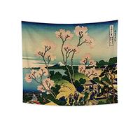 YONGFOTO 180x160cm Ukiyo-e Tapestry Mount Fuji 36 Views Room Wall Hanging the Fuji from Gotenyama at Shinagawa on Tokaido Landscape Wall Art Japanese Traditional Painting Toyo Style Tapestries