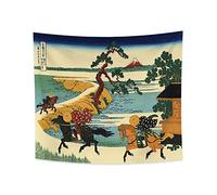 YONGFOTO 180x160cm Ukiyo-e Tapestry Mount Fuji 36 Views Room Wall Hanging the Village of Sekiya on The Sumida River Landscape Wall Art Japanese Traditional Painting Toyo Style Tapestries