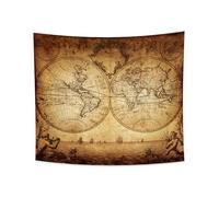 YONGFOTO 180x160cm Vintage Map Tapestry for Bedroom, Antique Old World Map Pirate Wall Hanging, Greece Portraits Earth Historical Atlas Ocean Sea Navigation Blanket for Living Room Class Room Dorm