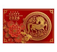 YongFoto 2026 Happy Chinese New Year Backdrop 5x3ft 2026 Lunar Year of The Horse Lucky Cloud Plum Bossom Red Gold Background Chinese Traditional Spring Festival New Year's Eve Party Banner Decor