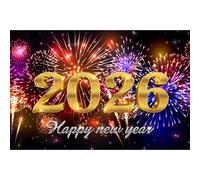 YongFoto 2026 Happy New Year Backdrop 10x8ft Glorious Night Sky Fireworks Photography Background Christmas Night Festival Carnival Family Party Banquet Decor Banner Photoshoot Wallpaper Photo Booth