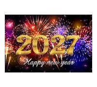 YongFoto 2027 Happy New Year Backdrop 7x5ft Glorious Night Sky Fireworks Photography Background Winter Christmas Night Festival Carnival Family Holiday Banquet Party Banner Photoshoot Wallpaper
