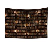 YONGFOTO 220x150cm Vintage Bookshelf Tapestry, Old Library Bookcase Tapestries Wooden Bookshelf Candlestick Candle Books Wall Hanging Tapestry for Living Room Dorm Decor Sofa Carpet Blanket