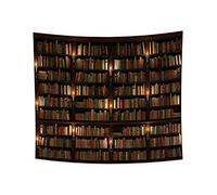 YONGFOTO 220x190cm Vintage Bookshelf Tapestry, Old Library Bookcase Tapestries Wooden Bookshelf Candlestick Candle Books Wall Hanging Tapestry for Living Room Dorm Decor Sofa Carpet Blanket