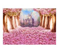 YongFoto 3 x 2 m Vinyl Backdrop Petal Tunnel Romantic Trees Flowers Roses Castle Background Backdrops Studio Photo Portrait Child Video Party Wedding Photobooth Photography Accessories
