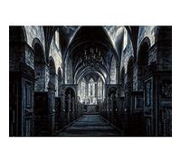 YongFoto 3x2m Cathedral Backdrop Vintage Gothic Church Cross Window Chandelier Corridor Gloomy Medieval Photography Background for Kids Adults Party Decor Portrait Photoshoot Studio Supplies