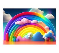 YongFoto 3x2m Children Backdrop Colorful Rainbow Clouds Blue Sky Photography Background for Kids Girl Birthday Party Decoration New Born Cake Table Banner Baby Shower Photo Booth Studio Props