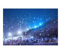 YongFoto 3x2m Photography Backdrop Christmas Village Night View Trees Snowing Shining Lights Winter Xmas Photo Background Backdrops Photography Video Party Kids Personal Portrait Photo Studio Props
