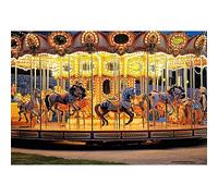 YongFoto 3x2m Vinyl Photo Backdrop Carousel Playground Merry go Round Fun Fair Carnival Colorful Horse Figures Photography Background Portrait Photo Shoot Studio Props