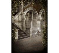 YongFoto 3x5ft Medieval Castle Backdrop Ancient Castle Interior Mystery Stone Arch Stairway Candles Flowers Retro Princess Castle Backdrop for Wedding Vampire Party Adults Kids Portrait Background