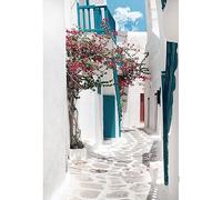 YongFoto 3x5ft Polyester Photography Backdrop Traditional Greek Alley on Mykonos Island Greece Photo Background Backdrops for Photography Photo Shoot Party Kids Personal Portrait Photo Studio Props
