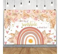 YongFoto 5x3ft Boho Rainbow Baby Shower Backdrop for Photography Pink Flowers Love Heart A Little Ray of Sunshine is Almost Here Photo Background Pregnancy Announce Party Banner Girl Portrait Photo