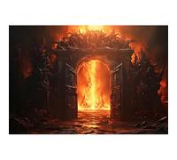 YongFoto 5x3ft Hell Fire Photo Backdrop Passion Hell Gate Burning Hellfire Stairway to Hell Disaster Background for Halloween Hell Make-up Party Decoration Portrait Photography Studio Props