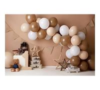 YongFoto 5x3ft Photography Backdrop 1st Birthday Bohemia Balloon Arch Toy Bear Car Star Ornament Background for Kids Boys New Born Pastel Party Tableware Baby Shower Portrait Photo Studio Props