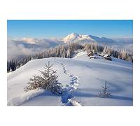 YongFoto 5x3ft Photography Backdrop Christmas Snow Covered Landscape Rudtic Village Ice Mount Nature Winter Xmas Photo Background Backdrops Photography Video Party Kids Portrait Photo Studio Props