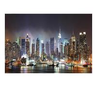 YongFoto 5x3ft Photography Backdrop New York City Manhattan Skyscraper Skyline Hudson River at Night Landscape Photo Background Backdrops Photography Photo Shoots Party Portrait Photo Studio Props