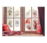 YongFoto 5x3ft Vinyl Christmas Backdrop Photography Santa Claus is Knocking at Window Backdrops for Photography Photo Shoots Photo Background Studio Props