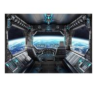 YongFoto 5x3ft Vinyl Photo Backdrop Spaceship Grunge Interior with View on Exoplanet Background for Kids Boys Adult Birthday Photoshoot Personal Portrait Video Photography Studio Props Wallpaper