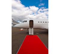 YongFoto 5x7ft Airport Apron Backdrop Airplane Aerodrome Aircraft Boarding Ramp Red Carpet Sunny Blue Sky Photography Background Lovers Couples Honeymoon Travel Holiday Vacation Photo Studio Props