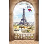 YongFoto 5x7ft Photography Backdrop Dreaming Historical Sites French Paris Eiffel Tower Modern City Photo Background Photographic Backdrops Party Adults Kids Portrait Vinyl Photo Booth Studio Props