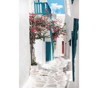 YongFoto 5x7ft Polyester Photography Backdrop Traditional Greek Alley on Mykonos Island Greece Photo Background Backdrops for Photography Photo Shoot Party Kids Personal Portrait Photo Studio Props
