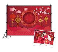 YongFoto 6x4ft Chinese New Year Backdrop Red Lantern Chinese Knot Background for Photography Red Wall Plum Blossom Decor Festival Celebrate Family Party Banner Kids Adult Portrait Studio Props