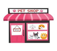 YongFoto 6x4ft Pet Shop Backdrop Pink Cute Pets Storefront Puppy Cartoon Animal Dog Cat Paw Print Open Photography Background Baby Shower Girl Boy 1st Birthday Party Decoration Photo Studio Props
